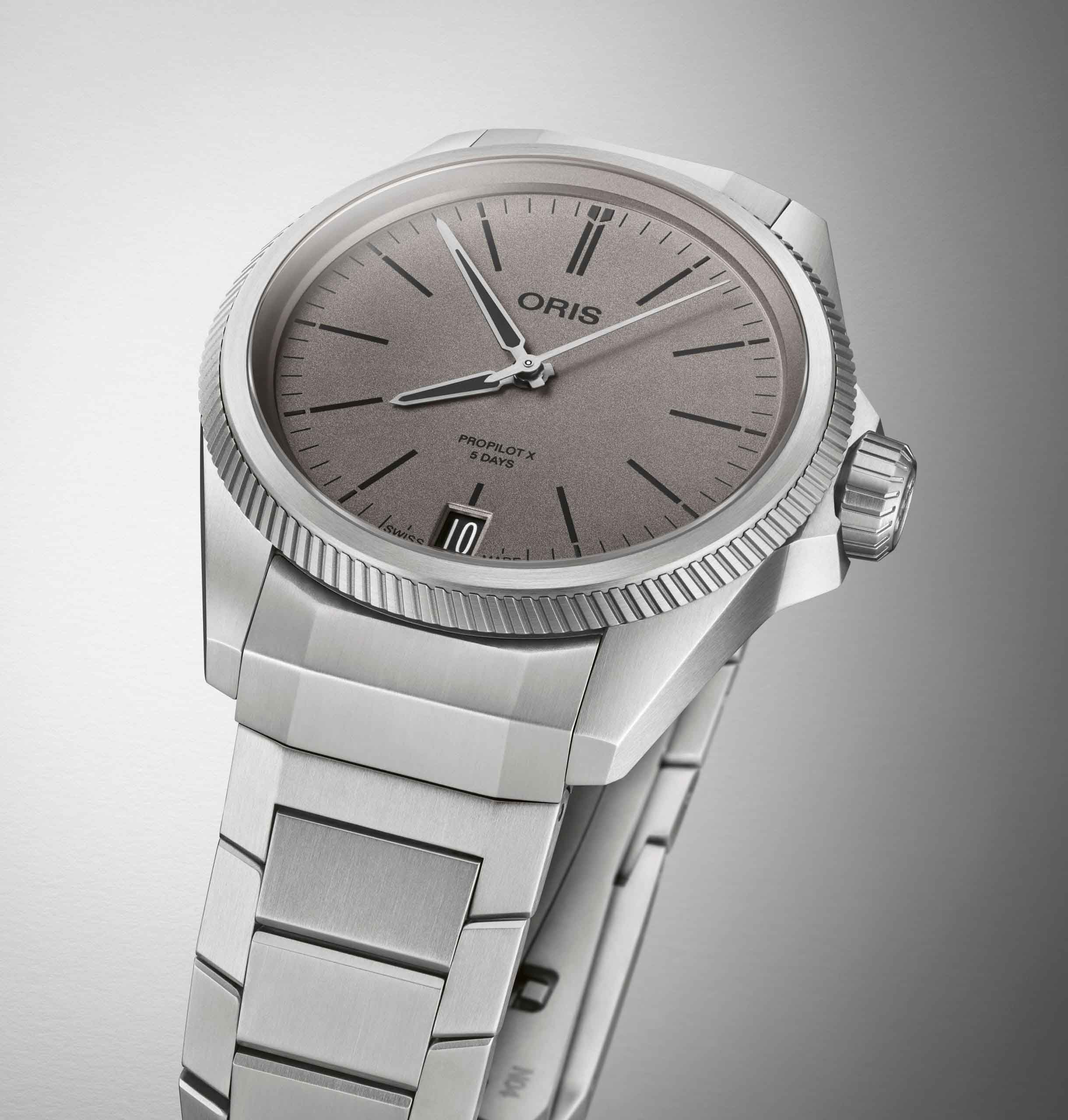 Oris Oris Propilot X Calibre 400 01 400 7778 7153-07 7 20 01TLC, propilot x швейцария мужские часы на браслете титановый боковой вид